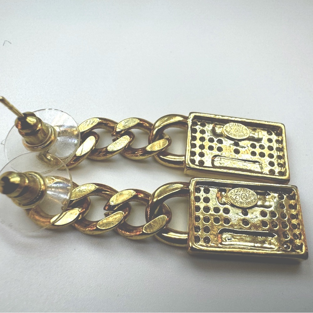 CHANEL Crystal Chain CC Earrings Authentic Vintage Chanel 1995 - Picture 7 of 11